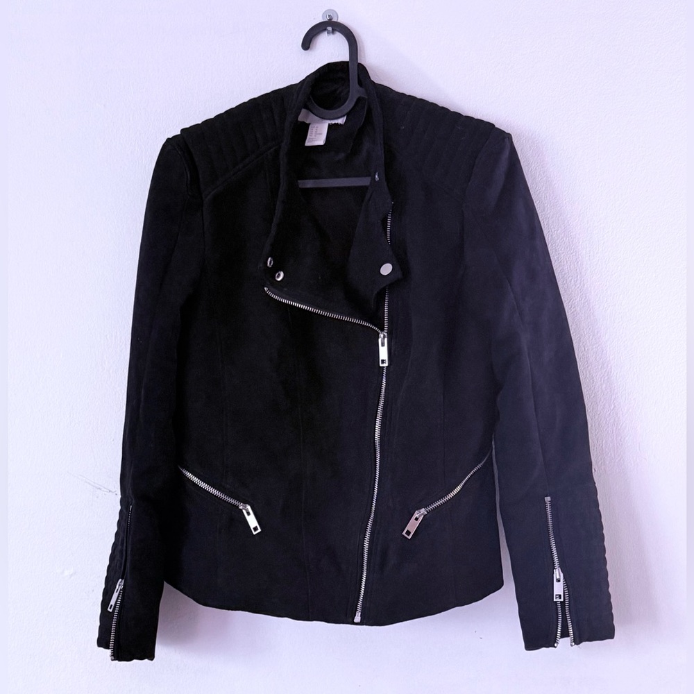 H&M Black Faux-Suede Moto Jacket